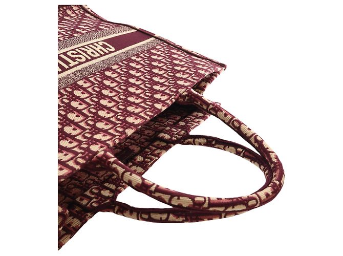 Dior Book Tote groß, rot, aus bestickter Oblique Canvas Bordeaux - Ansicht 12