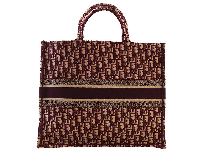 Dior Book Tote groß, rot, aus bestickter Oblique Canvas Bordeaux - Ansicht 2