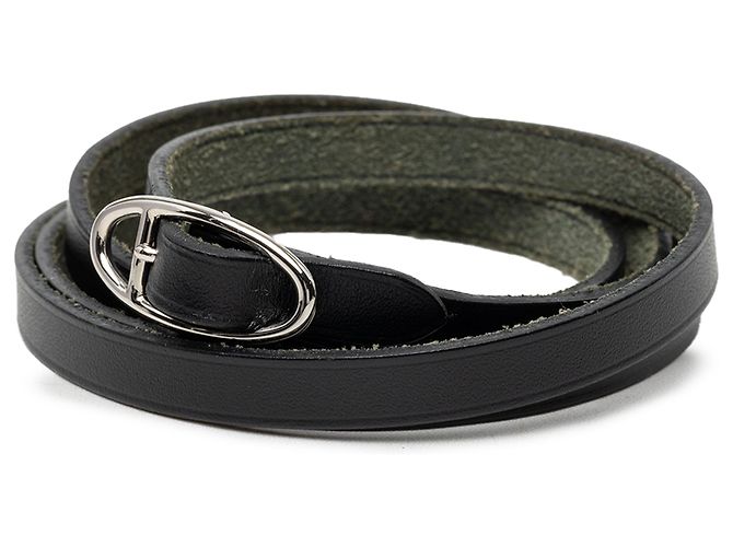 Bracciale Wrap Triple Tour Hermès in pelle Box Calf nera Nero - vista 2
