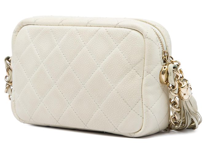 Borsa Chanel Mini Quilted Caviar Coco Tassel Camera Case bianca Bianco Crudo - vista 2
