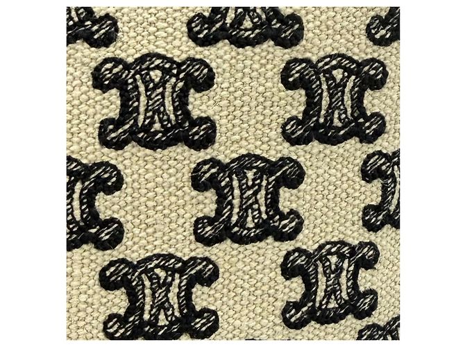 Céline Borsa secchiello Celine Small Triomphe in tela ricamata marrone Beige - vista 5