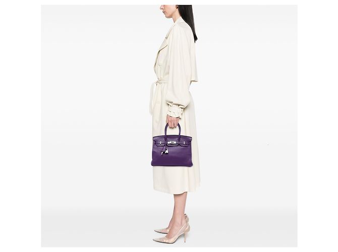 Hermès Purple Clemence Birkin Retourne 30 Porpora - vista 5