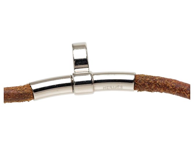 Collana choker Kite in pelle marrone Hermès - vista 3