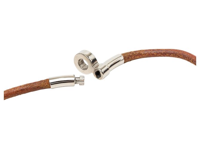 Collana choker Kite in pelle marrone Hermès - vista 4