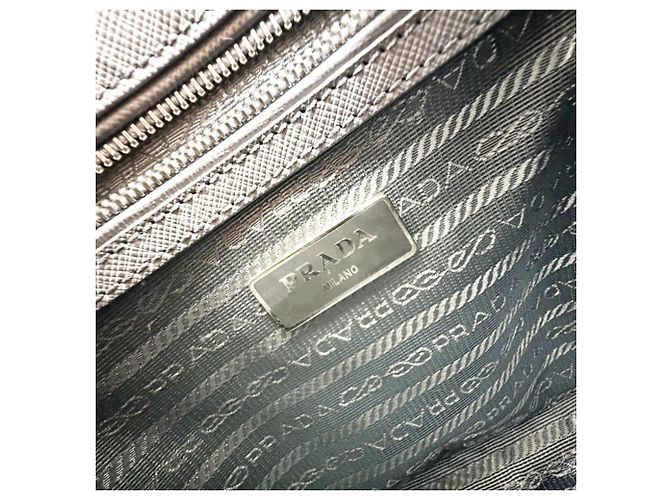 Borsa a mano Prada Saffiano Luxe in pelle grigia Marrone - vista 13