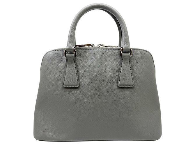 Borsa a mano Prada Saffiano Luxe in pelle grigia Marrone - vista 2