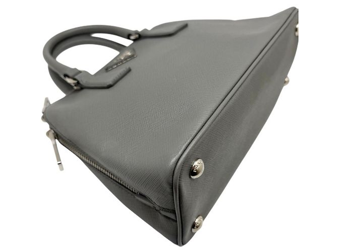 Borsa a mano Prada Saffiano Luxe in pelle grigia Marrone - vista 3