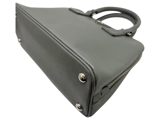 Borsa a mano Prada Saffiano Luxe in pelle grigia Marrone - vista 4