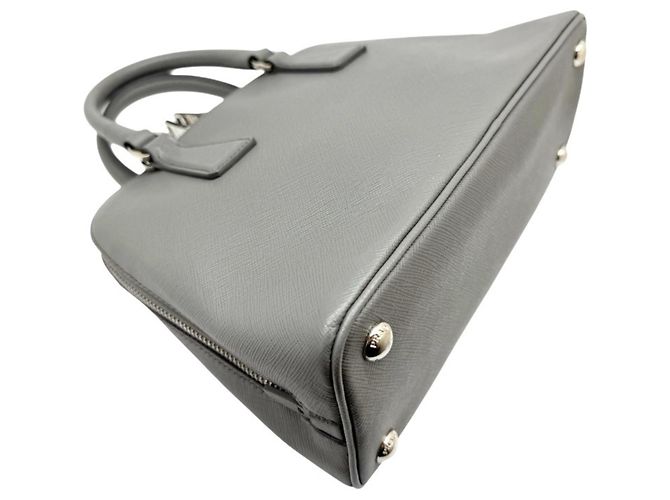 Borsa a mano Prada Saffiano Luxe in pelle grigia Marrone - vista 5
