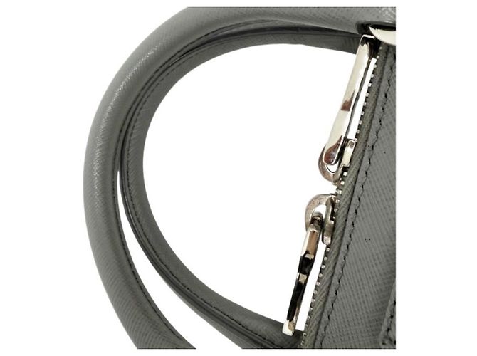 Borsa a mano Prada Saffiano Luxe in pelle grigia Marrone - vista 8