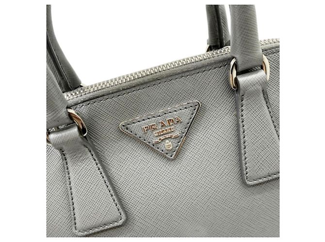 Borsa a mano Prada Saffiano Luxe in pelle grigia Marrone - vista 9