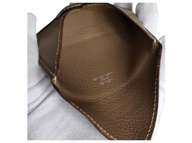 Hermès Tarjetero Hermes de piel Chevre Mysore Castaño Gris pardo - vista 4