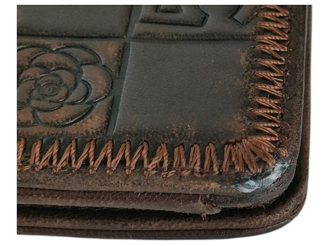 Cartera larga Chanel Icon Line Coco Mark Patchwork Castaño - vista 3