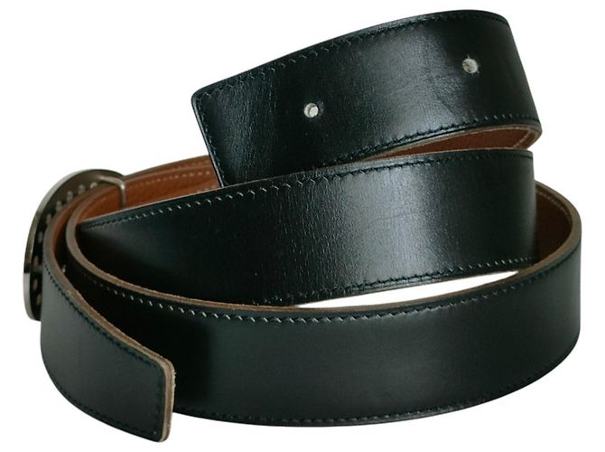 Hermès Hermes Evelyne Oval Buckle Wendelgürtel aus Leder Braun Schwarz - Ansicht 2