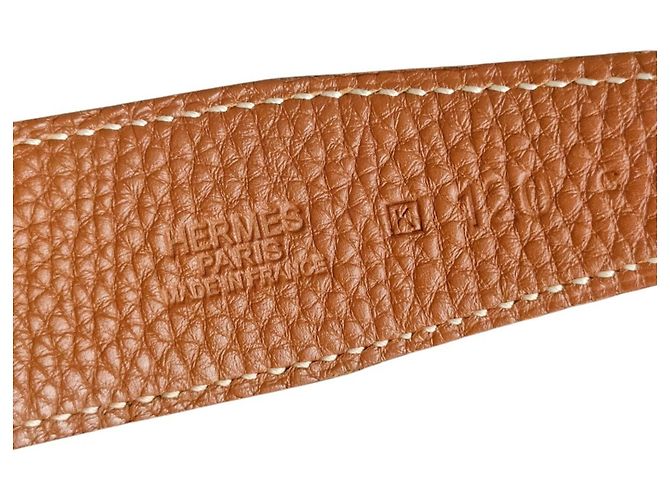 Hermès Hermes Evelyne Oval Buckle Wendelgürtel aus Leder Braun Schwarz - Ansicht 5