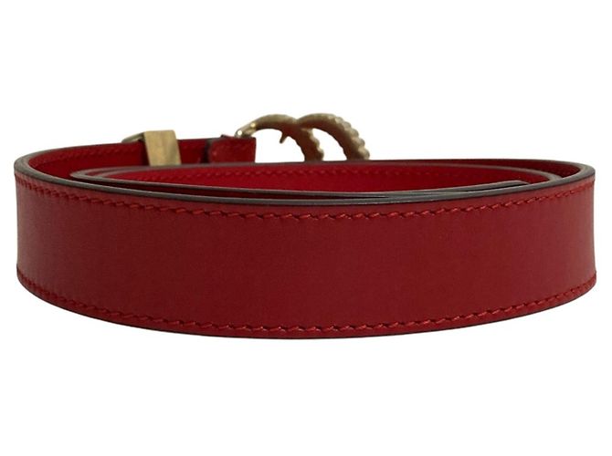 Gucci GG Marmont Ledergürtel mit Double G Schnalle Rot - Ansicht 2