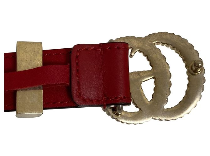 Gucci GG Marmont Ledergürtel mit Double G Schnalle Rot - Ansicht 4