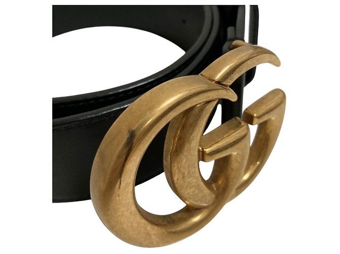 GUCCI GG Marmont Ledergürtel Schwarz Golden - Ansicht 3