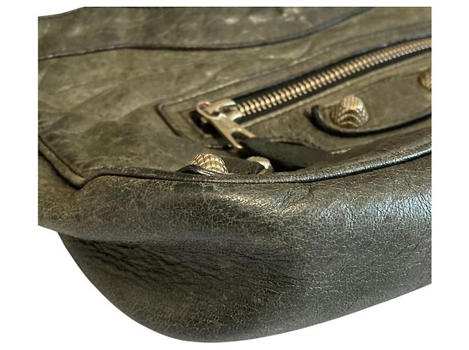 Borsa a tracolla in pelle Balenciaga Giant Hip Cachi - vista 8