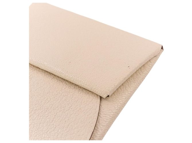 Hermès Monedero HERMES Bastia de piel Chevre Beige - vista 11
