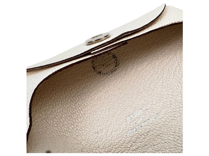 Hermès Monedero HERMES Bastia de piel Chevre Beige - vista 12
