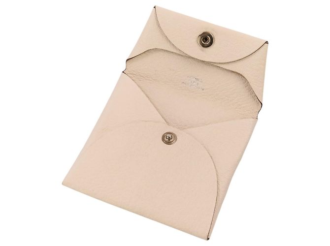 Hermès Monedero HERMES Bastia de piel Chevre Beige - vista 5