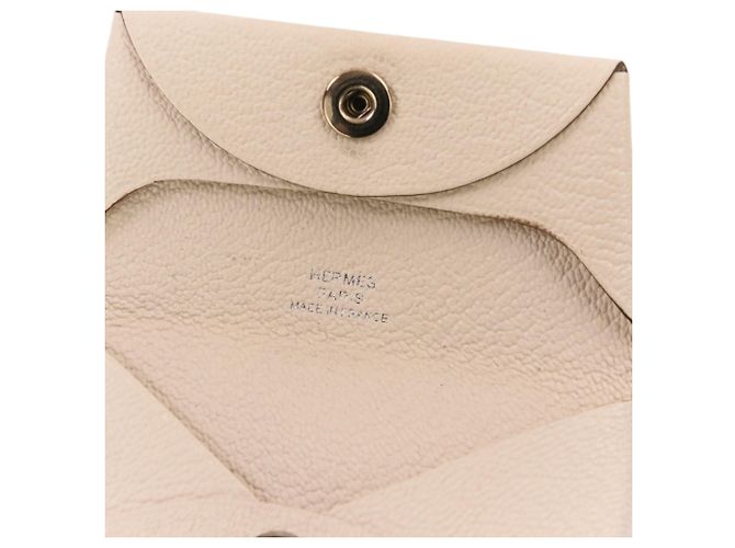 Hermès Monedero HERMES Bastia de piel Chevre Beige - vista 7