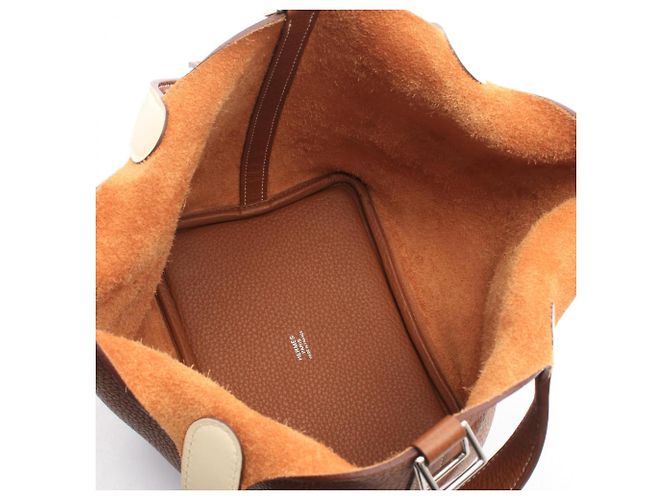Hermès Borsa Hermes Picotin Lock Eclat PM Marrone Bianco - vista 3