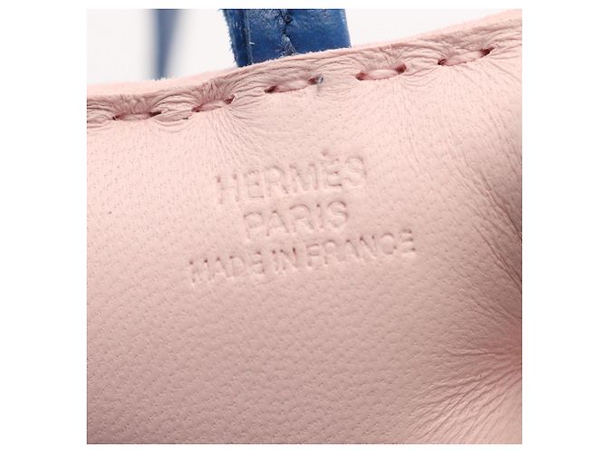 Charm Buddy Hermès in agneau milo rosa bianco blu - vista 3