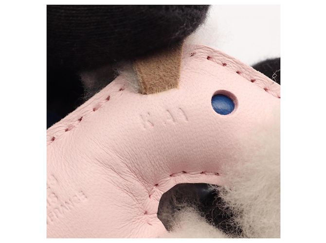 Charm Buddy Hermès in agneau milo rosa bianco blu - vista 4