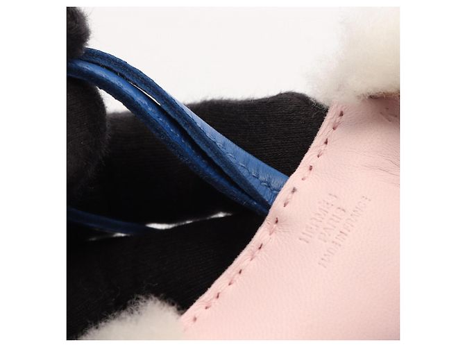 Charm Buddy Hermès in agneau milo rosa bianco blu - vista 6