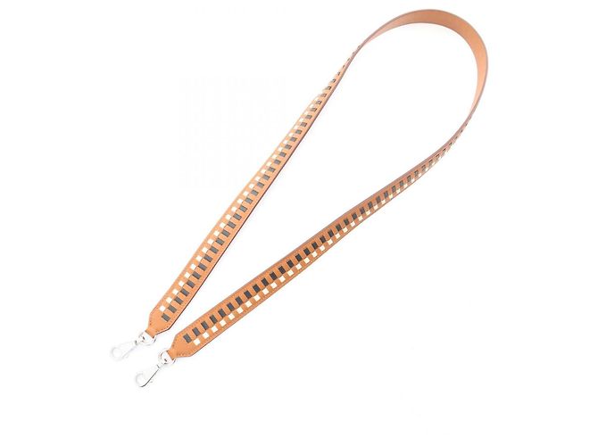 Hermès Hermes Bandoulière Tressage de Cuir Shoulder Strap Marron - vue 2