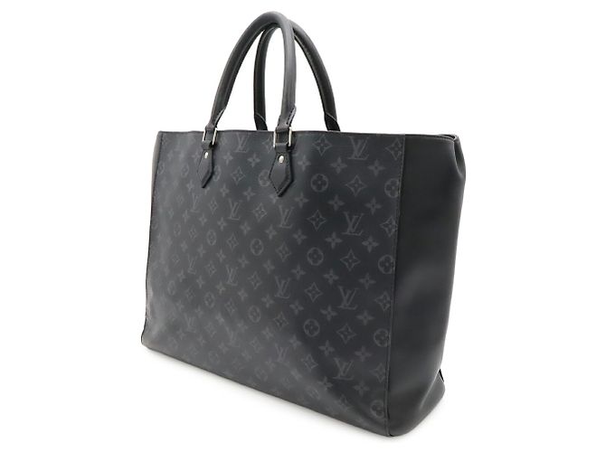 Louis Vuitton Monogram Eclipse Grand Sac Tote Bag Marrone Nero - vista 3
