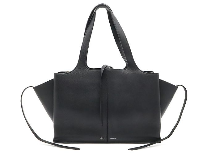 Céline Borsa Tote Medium Trifold Celine in pelle nera Nero - vista 2