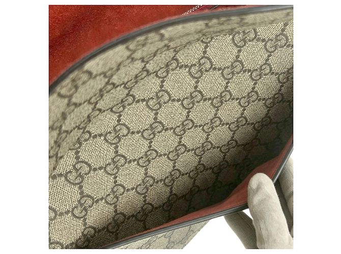 Borsa a tracolla con catena GUCCI Dionysus Rosso Beige - vista 11