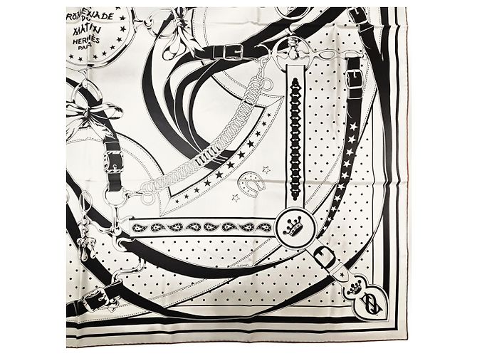 Hermès HERMES Carre 140 Morning Walk Scarf Schwarz Weiß - Ansicht 6