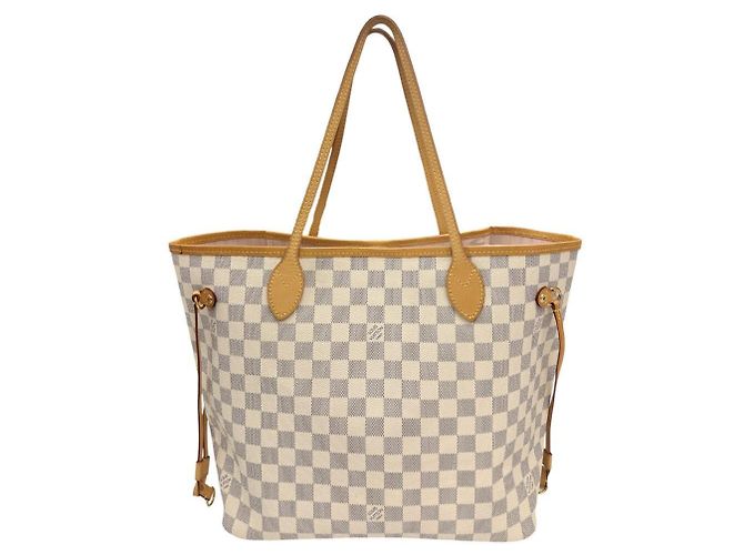 Borsa a tracolla Louis Vuitton Damier Azur Neverfull MM Bianco - vista 2