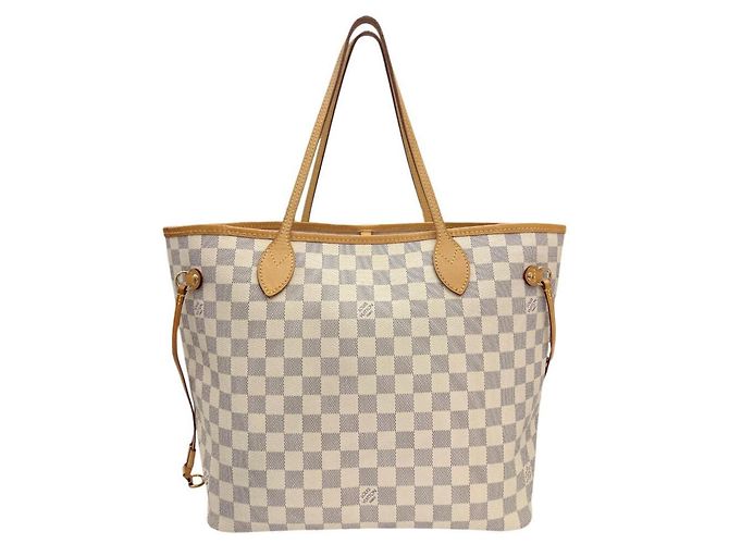 Borsa a tracolla Louis Vuitton Damier Azur Neverfull MM Bianco - vista 3