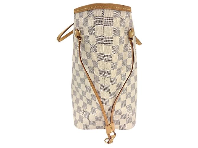 Borsa a tracolla Louis Vuitton Damier Azur Neverfull MM Bianco - vista 4