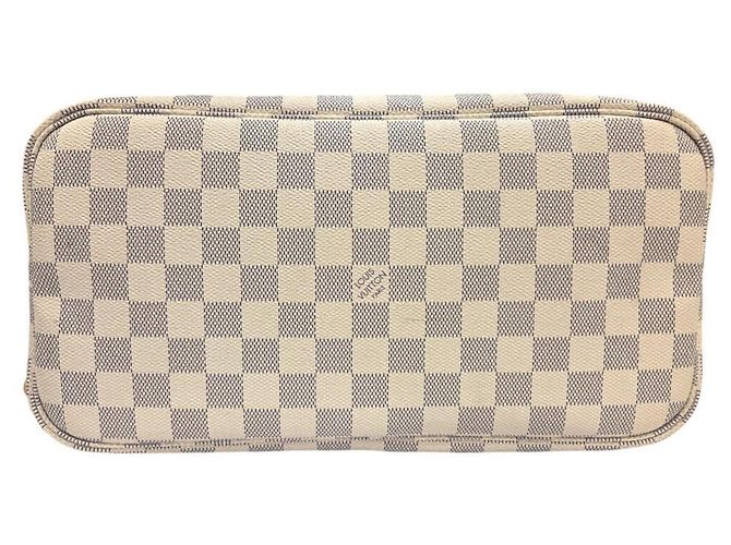 Borsa a tracolla Louis Vuitton Damier Azur Neverfull MM Bianco - vista 6