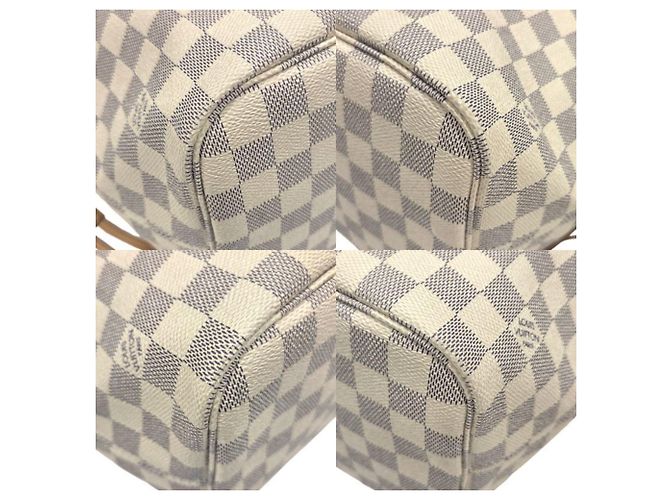 Borsa a tracolla Louis Vuitton Damier Azur Neverfull MM Bianco - vista 7