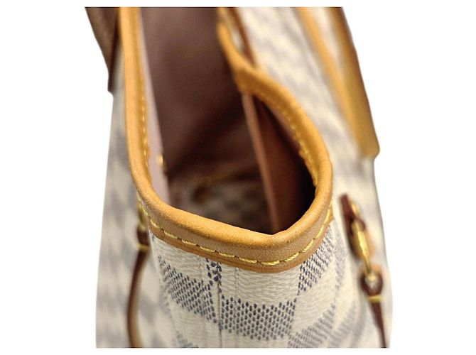 Borsa a tracolla Louis Vuitton Damier Azur Neverfull MM Bianco - vista 8