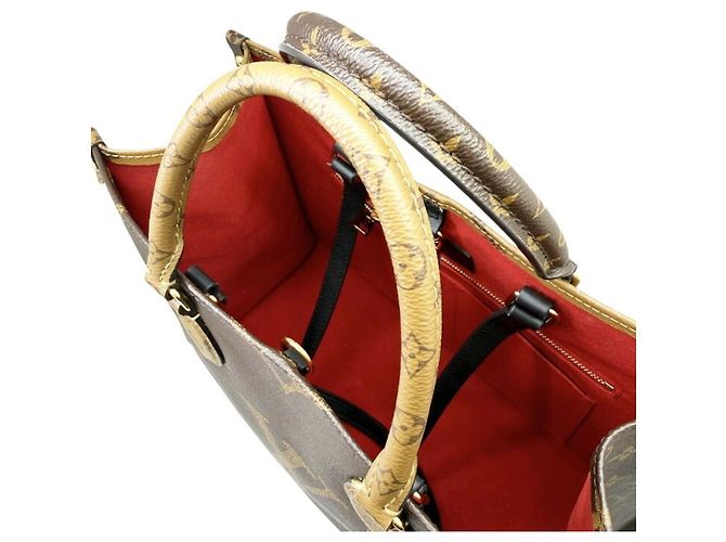 Borsa Tote Louis Vuitton Monogram Giant Reverse OnTheGo MM Marrone - vista 10