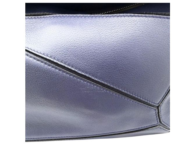 Borsa Puzzle Loewe in pelle blu navy - vista 11