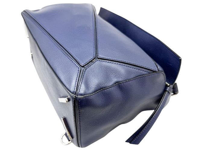 Borsa Puzzle Loewe in pelle blu navy - vista 4