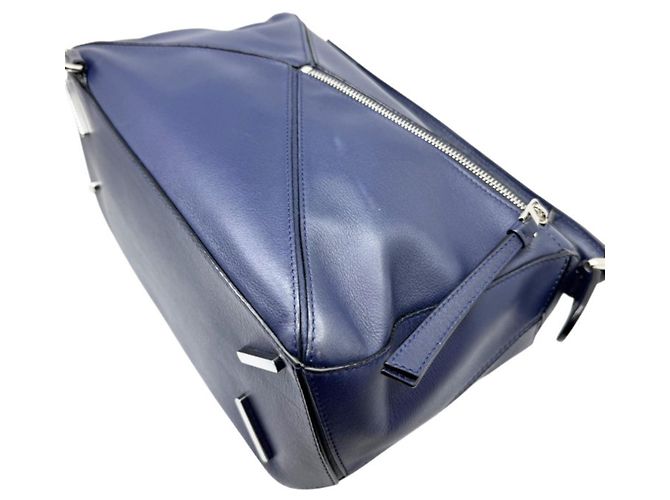 Borsa Puzzle Loewe in pelle blu navy - vista 5