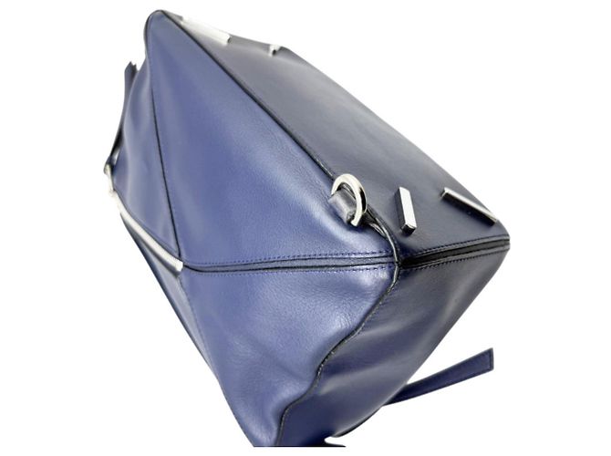Borsa Puzzle Loewe in pelle blu navy - vista 7