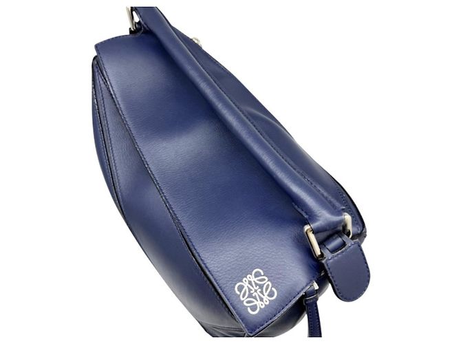 Borsa Puzzle Loewe in pelle blu navy - vista 8