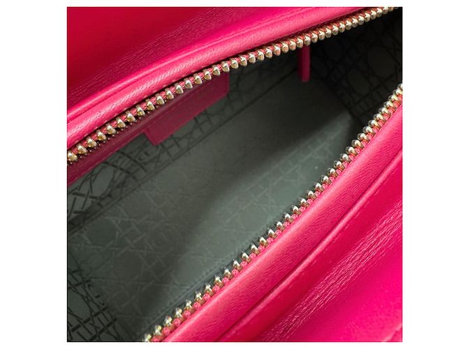 Borsa Christian Dior Lady in pelle d'agnello rosa Cannage - vista 13