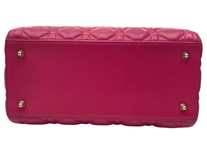 Borsa Christian Dior Lady in pelle d'agnello rosa Cannage - vista 5